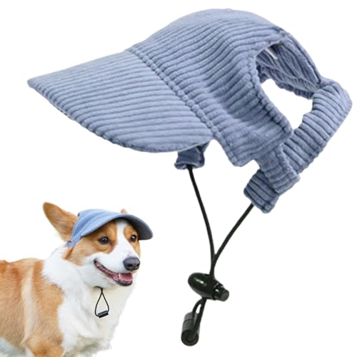 Hund Sonnenhut, verstellbare Hunde Baseballkappe mit Ohrlöchern, Sonnenschutz Strandhut mit vorderem Rand, tragbare Hüte für Hunde 3, 5-7, 5 kg, blau von Xoeryoy