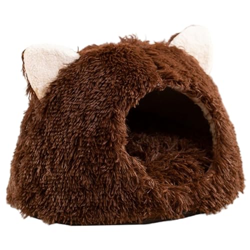 Katze Bett mit Kapuzenkatze rund weich warm, kuscheliges Katzenhöhlenbett mit abnehmbarem Kissen und Rutschboden für den Innenwinter, 15, 8x15, 8 Zoll von Xoeryoy