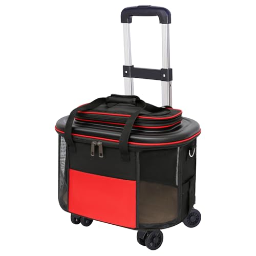 Katzentrage mit Rädern, atmungsaktives Netzgewebe, Welpen-Tragetasche, faltbar, Haustierreise mit Griffen und Zugstange, rollende Katze für Haustiere bis 13 kg, für Reisen, Wandern, Outdoor von Xoeryoy