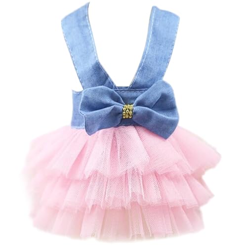Welpenkleid Denim- und Tüll-Mädchen-Hundekleidung mit banknoten ärmellosen Welpenkleidung für kleine Hunde 1-1, 5 kg von Xoeryoy