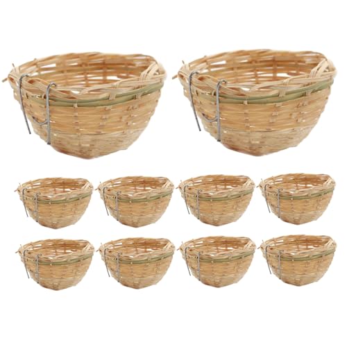 Xoeryoy 10pcs Canary Nest, 3, 9 x 2, 4 Zoll Bambusvogelnest mit Haken für kleine Vogelpapagei von Xoeryoy