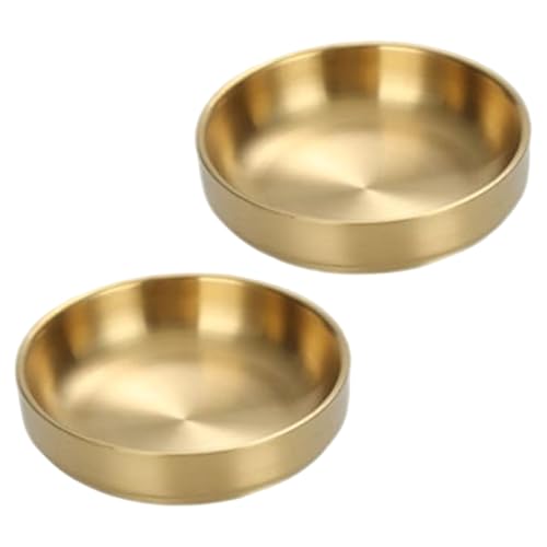 Xoeryoy 2pcs Gold Dog Bowls, 5, 7 Zoll Edelstahl polierte und Glatte Haustierschalen, abriebresistente und leicht zu reinigende für Zuhause von Xoeryoy