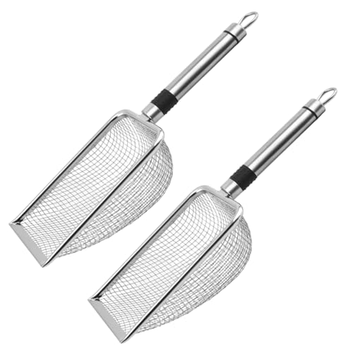 Xoeryoy 2pcs Katzenstreu Schaufel 3, 8 mm feines Netz 11x4 großer Edelstahlstreu Schaufel Easy Wäsche Nicht-Schicht- mit Hangloch für Katzenbesitzer von Xoeryoy