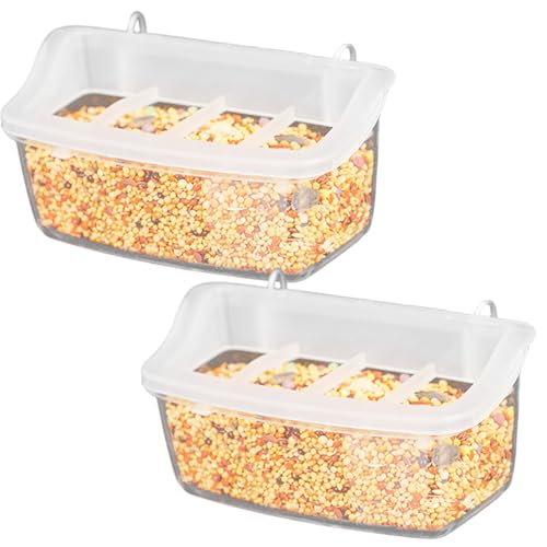 Xoeryoy 2pcs Vogelhäuschen für Käfig, 4-Gitter transparenter Plastik ohne Mess Vogelhäuschen, hängende Sittichfutterschale für Papageipapiere von Xoeryoy