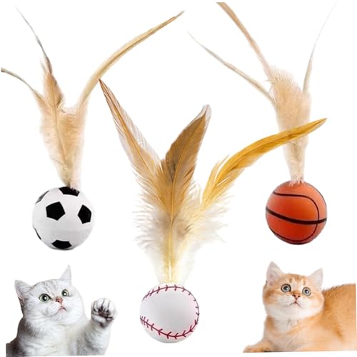 Xoeryoy 3PCS -Katzenspielzeug mit Federn, elastischer Spaß Gummi -Hüpfbällchen, interaktiver Katzenball, Haustierspielzeug für Innenräume, Outdoor Xoeryoy 3PCS -Katzenspielzeug mit Federn, elastischer Spaß Gummi -Hüpfbällchen, interaktiver Katzenball, Haustierspielzeug für Innenräume, Outdoor von Xoeryoy