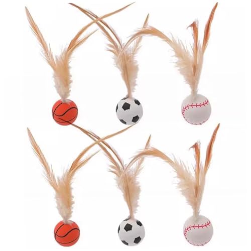 Xoeryoy 6pcs Hüpfbällchen für Katzen, interaktive Katze Bouncy Ball Set mit Federn, sicheres lustiges Haustier -Zahnen -Spielzeug für Förderung der Interaktion, Linderung Langeweile von Xoeryoy