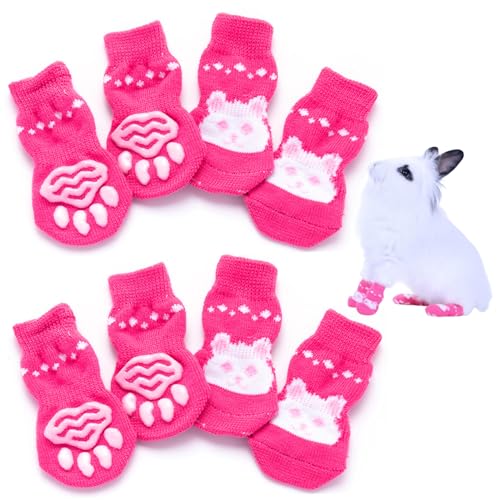 Xoeryoy 8pcs Haustiersocken Nicht glatt weich warm niedliche, sichere Hasensocken mit Grip Kaninchenmaterial für Innenhartholzboden, groß, groß Xoeryoy 8pcs Haustiersocken Nicht glatt weich warm niedliche, sichere Hasensocken mit Grip Kaninchenmaterial für Innenhartholzboden, groß, groß von Xoeryoy