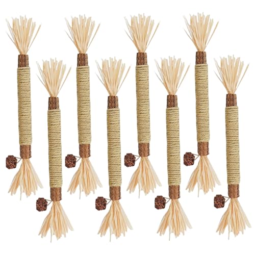 Xoeryoy 8pcs Katzenkaustock 8, 66 Zoll verdicken Natrual sicheres interaktiver Katze Gras -Kinderstock für Innenhüter von Xoeryoy
