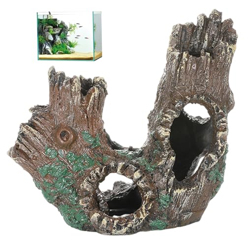 Xoeryoy Aquarium Driftwood Dekoration, Harz -Drift -Holzschmuck Realistischer Baumstamm mit Löchern und Aquariumhöhlen Fischtank Holzdekoration von Xoeryoy