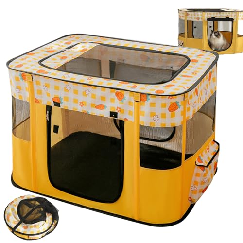 Xoeryoy Cat -Playpen -Karottenmuster faltbar Faltbarer Oxford Kitten -Playpen mit Reißverschluss Tür, Glasfaserunterstützung und atmungsaktives Netz für Innenkatze, Partuation, Ruhe, M. Xoeryoy Cat -Playpen -Karottenmuster faltbar Faltbarer Oxford Kitten -Playpen mit Reißverschluss Tür, Glasfaserunterstützung und atmungsaktives Netz für Innenkatze, Partuation, Ruhe, M. von Xoeryoy