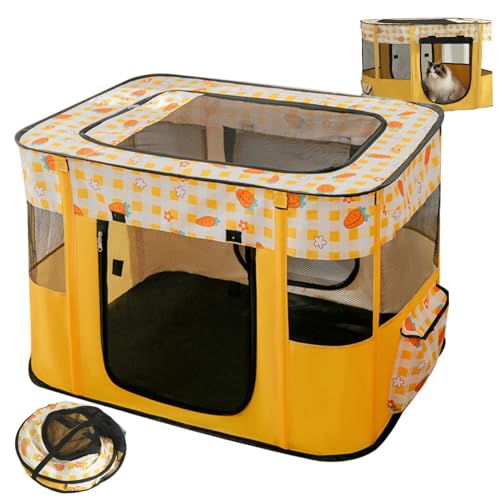 Xoeryoy Cat -Playpen -Karottenmuster faltbar faltbares Oxford Kitten -Playpen mit Reißverschluss Tür, Glasfaserstütze und atmungsaktives Netz für Innenkatze, Partuation, Ruhe, L. Xoeryoy Cat -Playpen -Karottenmuster faltbar faltbares Oxford Kitten -Playpen mit Reißverschluss Tür, Glasfaserstütze und atmungsaktives Netz für Innenkatze, Partuation, Ruhe, L. von Xoeryoy