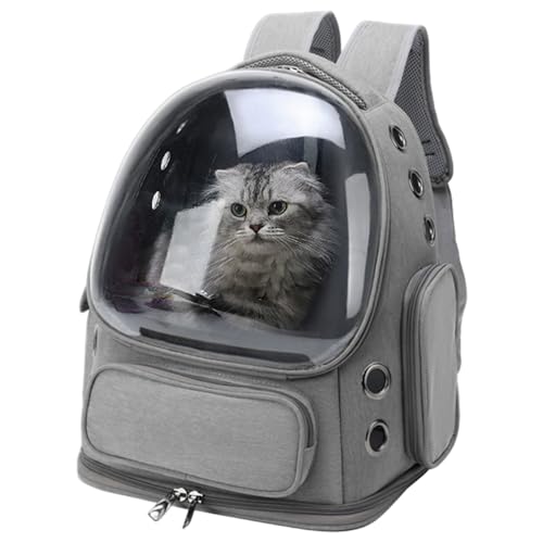 Xoeryoy Cat-Rucksackträger 3D Große atmungsaktive ergonomische Katzenblasen-Rucksack mit verstellbarem Riemen wasserresistent für Reisen, Einkaufen, Tierarzt, Grau von Xoeryoy