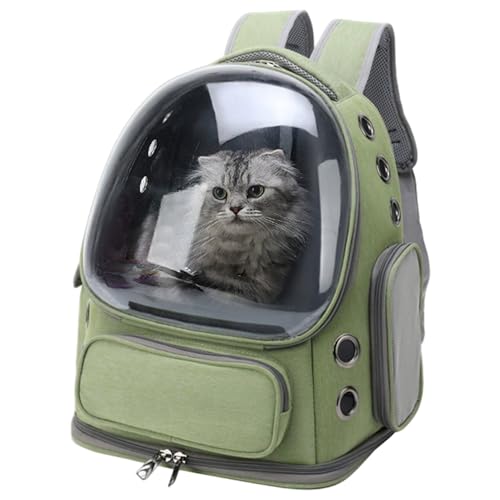 Xoeryoy Cat-Rucksackträger 3D große atmungsaktive ergonomische Katzenblasen-Rucksack mit verstellbarem Riemen wasserresistent für Reisen, Einkaufen, Tierarzt, Armeegrün von Xoeryoy