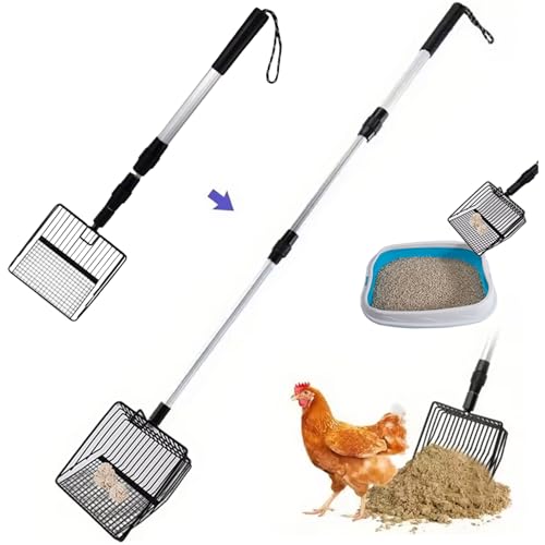 Xoeryoy Chicken Poop -Schaufel, einstellbare und abnehmbare Metallstreu -Schaufel mit lang behandelter, funktioneller Müllschaufel, die für Hühnerkoop -Zubehör verwendet Wird von Xoeryoy
