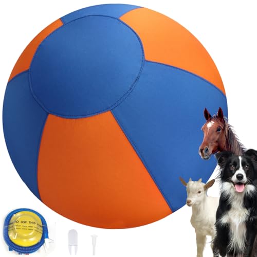 Xoeryoy Hemding Ball für Hunde 18-Zoll-PVC-Herding Ball mit Reißverschluss Polyester Abdeckung kratzfestes interaktives Mehrzweckspielzeug für Pferd & Schafe von Xoeryoy