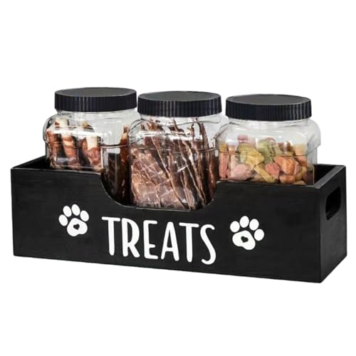 Xoeryoy Hundefutterspeicherbehälter, 3PCS Plastikhund-Behandlungsglas mit Holzhalter & Griff, Nicht rutschfeste tragbare Katzenfutterspeicher für Snacks, Jerky, Kekse und mehr Xoeryoy Hundefutterspeicherbehälter, 3PCS Plastikhund-Behandlungsglas mit Holzhalter & Griff, Nicht rutschfeste tragbare Katzenfutterspeicher für Snacks, Jerky, Kekse und mehr von Xoeryoy