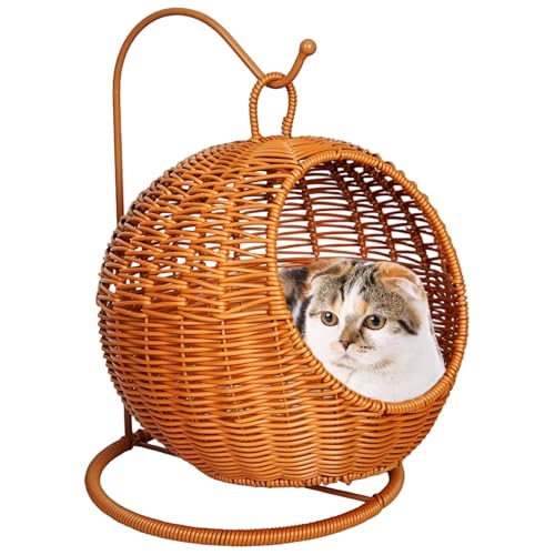 Xoeryoy Katzenkorbbett, Imitation Rattan Katze Hängende Hängemattenbett für kleine Raum bequem kleine Kätzchen Nest für Innenräume Xoeryoy Katzenkorbbett, Imitation Rattan Katze Hängende Hängemattenbett für kleine Raum bequem kleine Kätzchen Nest für Innenräume von Xoeryoy