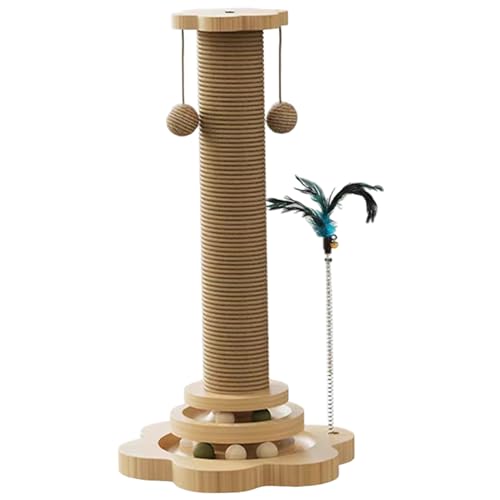 Xoeryoy Katzenkratzer, interaktives Katzenspielzeug mit Teaser- und 2-Layer-Spuren Spinnbällen, Multifunktions-Kitty-Kratzerposten mit Anti-Rutsch-Pad für Innenräume Xoeryoy Katzenkratzer, interaktives Katzenspielzeug mit Teaser- und 2-Layer-Spuren Spinnbällen, Multifunktions-Kitty-Kratzerposten mit Anti-Rutsch-Pad für Innenräume von Xoeryoy