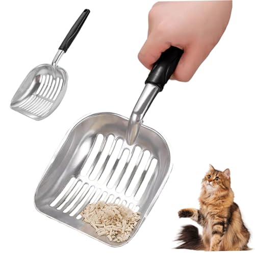 Xoeryoy Katzenstreu-Schaufel, 13, 6 x 5, 3 Zoll hohles Katzenstreu-Schaufel, einfaches Waschen von Nicht-Stick-Hochleistungs-Aluminiumlegierung mit Hängenden Loch für Zuhause von Xoeryoy
