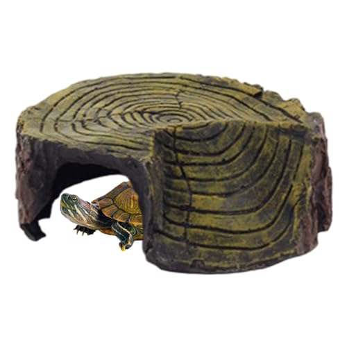 Xoeryoy Turtle Tank Accessoires, Harzsimulation Schildkrötendocks zum Acken mit Rampe, kein verblassender Baumstamm -Schildkröten -Lebensraum für Haustier von Xoeryoy