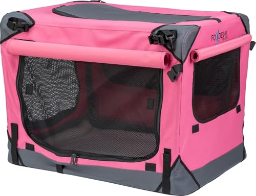 Foxdevil by xonic® Faltbare Hundebox/Katzenbox für kleine, mittelgroße und große Tiere - Hundetransportbox Auto und Zuhause - Transportbox Hund - Hundebox Auto Kofferraum (Light Pink, S) von Xonic