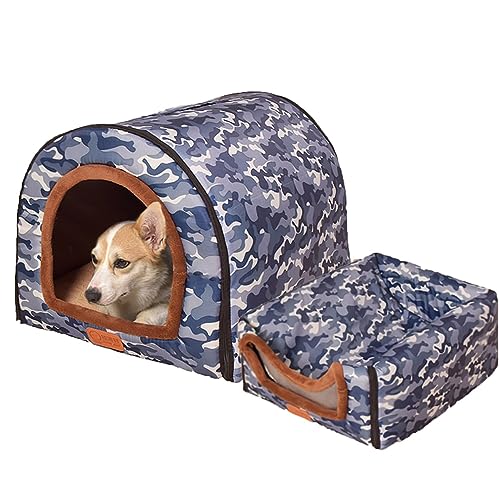 2-in-1-Hundehütte, extra großes Hundebett, Angstlinderung, XL, Hundebett, Zelt, wasserdicht, weich, Katzenhöhle, Iglu, Haustiernest, abnehmbar, waschbar (M-5 kg, F) von Xpnit