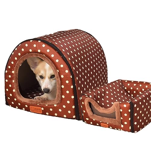 2-in-1-Hundehütte, extra großes Hundebett, Angstlinderung, XL, Hundebett, Zelt, wasserdicht, weich, Katzenhöhle, Iglu, Haustiernest, abnehmbar, waschbar (S-2,5 kg, E) von Xpnit