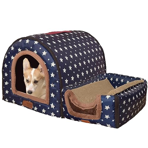 2-in-1-Hundehütte, extra großes Hundebett, Angstlinderung, XL, Hundebett, Zelt, wasserdicht, weich, Katzenhöhle, Iglu, Haustiernest, abnehmbar, waschbar (XL-20 kg, I) von Xpnit