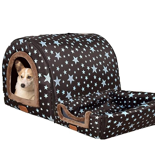 2-in-1-Hundehütte, extra großes Hundebett, Angstlinderung, XL, Hundebett, Zelt, wasserdicht, weich, Katzenhöhle, Iglu, Haustiernest, abnehmbar, waschbar (XXL-40 kg, H) von Xpnit