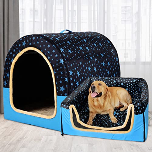 Extra großes 3XL-Hundebett, Jumbo-Hundebett, mittelgroß, 2-in-1 Labrador-Hundehütte, Angstlinderung, Haustierzelt, Bett (L, Haus-B2) von Xpnit