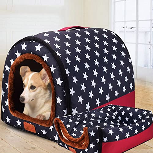 Extra großes 3XL-Hundebett, Jumbo-Hundebett, mittelgroß, 2-in-1 Labrador-Hundehütte, Angstlinderung, Haustierzelt, Bett (L, Haus-C2) von Xpnit