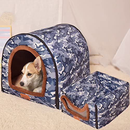 Extra großes 3XL-Hundebett, Jumbo-Hundebett, mittelgroß, 2-in-1 Labrador-Hundehütte, Angstlinderung, Haustierzelt, Bett (L, Haus-F) von Xpnit