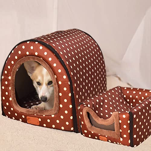 Extra großes 3XL-Hundebett, Jumbo-Hundebett, mittelgroß, 2-in-1 Labrador-Hundehütte, Angstlinderung, Haustierzelt, Bett (XL, Haus-D) von Xpnit