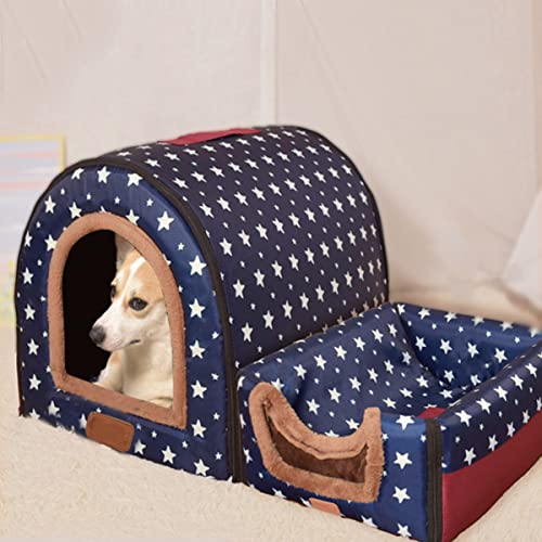 Extra großes 3XL-Hundebett, Jumbo-Hundebett, mittelgroß, 2-in-1 Labrador-Hundehütte, Angstlinderung, Haustierzelt, Bett (XXL, Haus-A2) von Xpnit