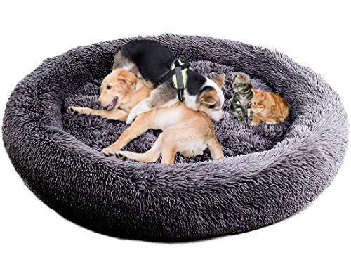 Extra großes Donut-Plüsch-Hundebett, Deluxe Antistress Hundebett Sofa Waschbar Rundes Plüsch Hundekissen, selbstwärmendes Haustierbett, Schlafsack für Mittelgroße, große Hunde (4XL-140cm,Dark grey) von Xpnit