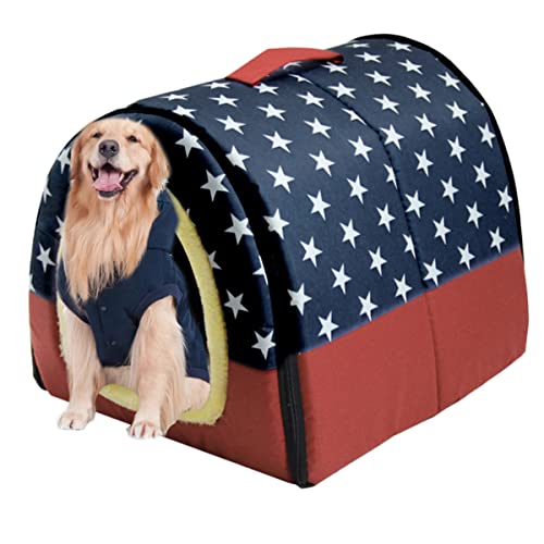 Großes Hundebett, Größe M, faltbares 2-in-1-Hundesofakissen mit Dach, wasserdicht, beruhigendes Schlafbett, Haustiernest (92 x 68 x 72 cm) von Xpnit