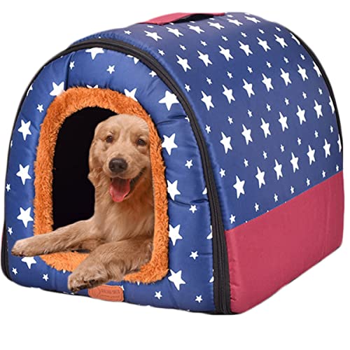 Großes Jumbo-Hundebett, 2-in-1-Hundebett mit Dach, wasserdicht, abnehmbares Kissen, warmes, gemütliches Haustierhaus, waschbar (105 x 80 x 78 cm) von Xpnit