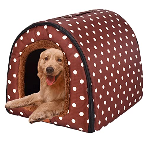 Großes Jumbo-Hundebett, 2-in-1-Hundebett mit Dach, wasserdicht, abnehmbares Kissen, warmes, gemütliches Haustierhaus, waschbar (105 x 80 x 78 cm, B) von Xpnit