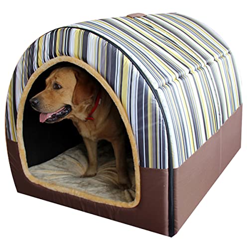 Großes Jumbo-Hundebett, 2-in-1-Hundebett mit Dach, wasserdicht, abnehmbares Kissen, warmes, gemütliches Haustierhaus, waschbar (105 x 80 x 78 cm, E) von Xpnit