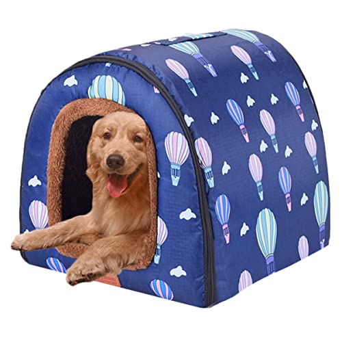 Großes Jumbo-Hundebett, 2-in-1-Hundebett mit Dach, wasserdicht, abnehmbares Kissen, warmes, gemütliches Haustierhaus, waschbar (105 x 80 x 78 cm, F) von Xpnit