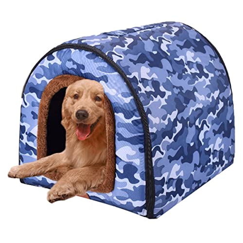 Xpnit Großes Jumbo-Hundebett, 2-in-1-Hundebett mit Dach, wasserdicht, abnehmbares Kissen, warmes, gemütliches Haustierhaus, waschbar (105 x 80 x 78 cm, G) von Xpnit