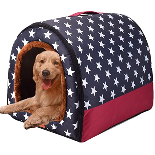 Großes Jumbo-Hundebett, 2-in-1-Hundebett mit Dach, wasserdicht, abnehmbares Kissen, warmes, gemütliches Haustierhaus, waschbar (105 x 80 x 78 cm, T) von Xpnit