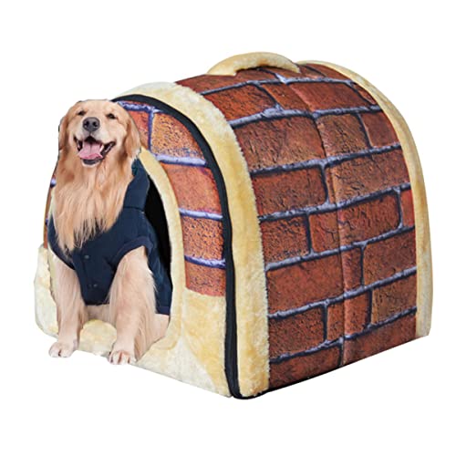 Jumbo großes Hundehausbett, Größe M, faltbares 2-in-1-Hundesofakissen mit Dach, wasserdicht, beruhigendes Schlafbett, Haustiernest (35 x 32 x 28 cm, B) von Xpnit
