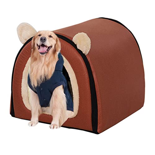 Jumbo großes Hundehausbett, Größe M, faltbares 2-in-1-Hundesofakissen mit Dach, wasserdicht, beruhigendes Schlafbett, Haustiernest (35 x 32 x 28 cm, C) von Xpnit