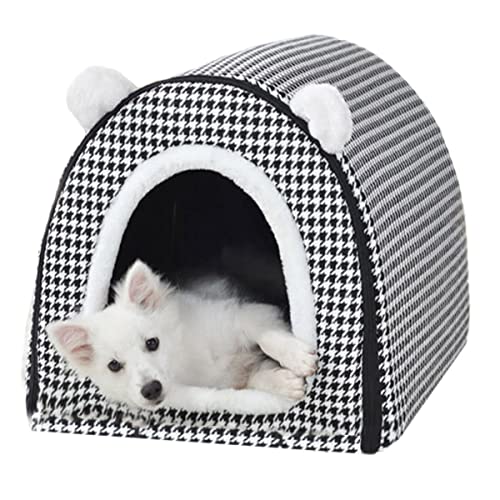 Jumbo großes Hundehausbett, Größe M, faltbares 2-in-1-Hundesofakissen mit Dach, wasserdicht, beruhigendes Schlafbett, Haustiernest (60 x 48 x 45 cm, F) von Xpnit