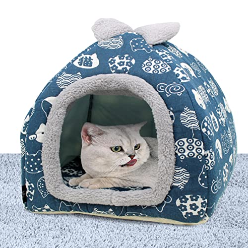 Katzenbett, geschlossenes Katzen-Iglu-Bett, Hundehaus, Angstlinderung, faltbares 2-in-1-Hundesofa, abnehmbares Kissen, warmes, waschbares Haustierzelt (M-40 x 40 x 44 cm, B) von Xpnit