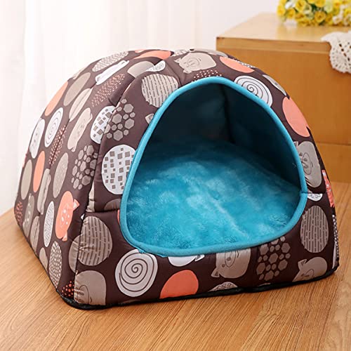 Katzenhöhle Bett Igloo, faltbares Katzenzelt, Hundehaus, Hundevilla, Haustiernest, waschbar, abnehmbares Kissen, warm, beruhigend, Katze, Hundehöhle (40 x 40 x 30 cm, braun) von Xpnit