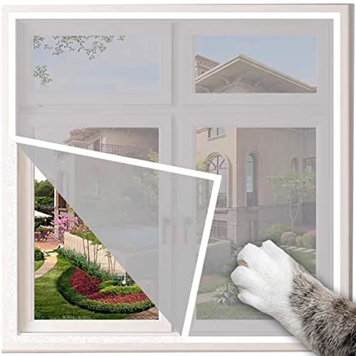 Xpnit Katzenfensterschutz, Fensternetz für Katzen, Sicherheitsnetz, kratzfest, Fensterschutz, Katze, Balkonnetze, Fliegengitter, Moskitonetz (100 x 100 cm, weiß-graues Netz) von Xpnit