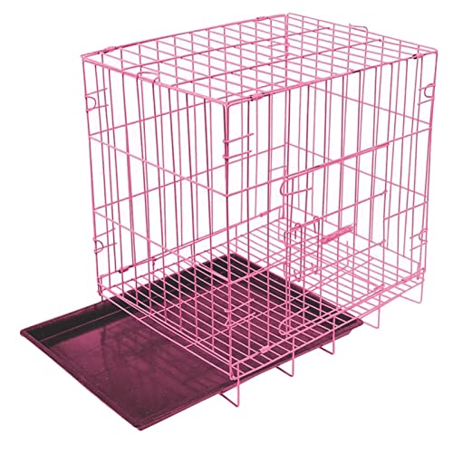 Xpnit Kleiner Hundekäfig, Welpenbox aus Metall, faltbar, für kleine Hunde, Katzen, Kaninchen (35 x 26 x 33 cm, Rosa) von Xpnit