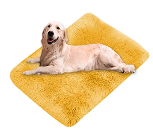 Xpnit Kunstfell-Hundebettmatte, beruhigend, superweich, warm, flauschig, weich, waschbar, Haustier-Hundebett, rutschfest, 40 x 60 cm, Gelb von Xpnit